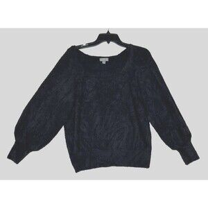 Cupcake Sweater Womens Large Black Francescas Soft Fuzzy Knit Boat Neck Winter